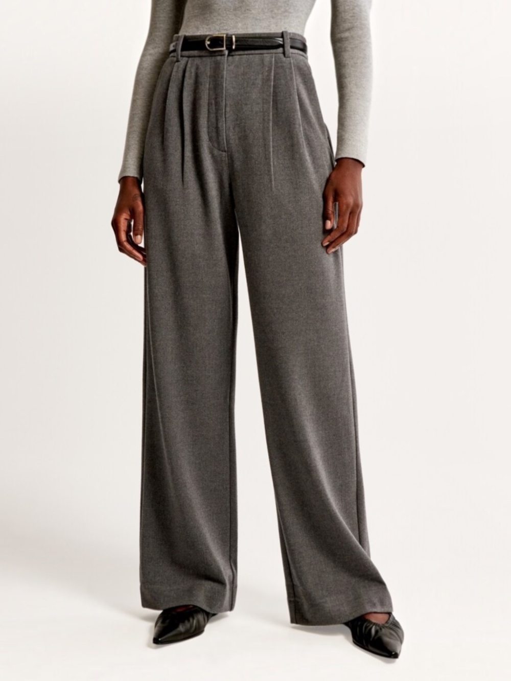 Abercrombie A&F Sloane Tailored Brushed Suiting Wide Leg Pants Gray Small